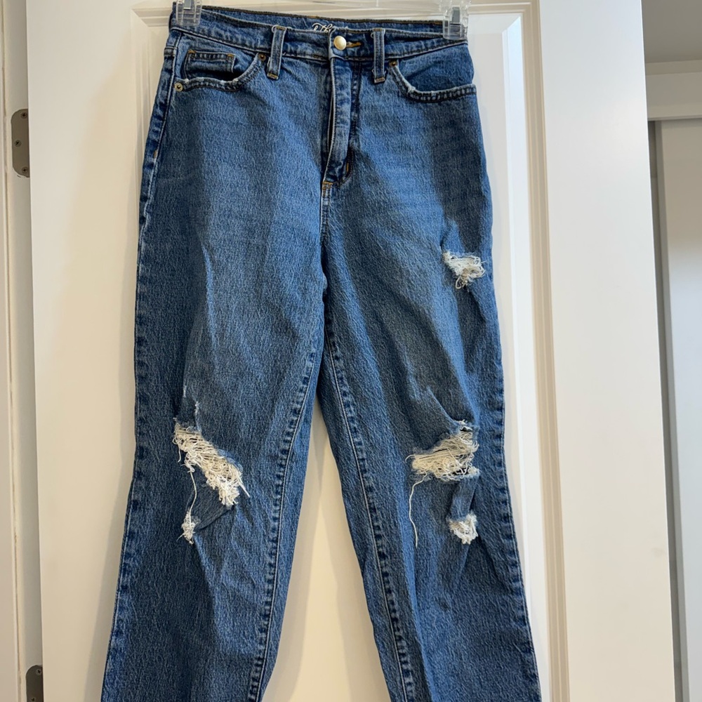 Universal Thread Blue Distressed Straight Leg Jea… - image 1